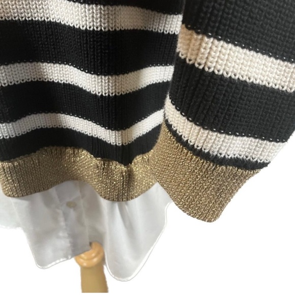 Ralph Lauren Shirt Layered Striped Cable Sweater - Picture 5 of 12